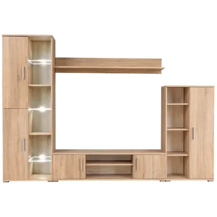 Unité murale TV avec lumières LED Chêne sonoma 2
