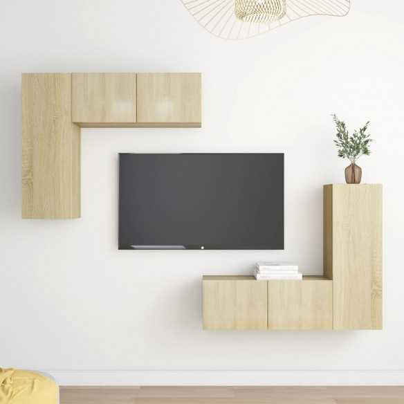 Ensemble de meubles TV 4 pcs Chêne sonoma Aggloméré