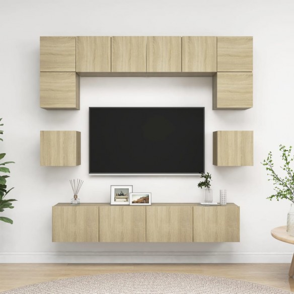 Ensemble de meuble TV 8 pcs Chêne sonoma Aggloméré