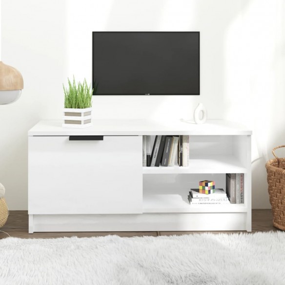 Meuble TV Blanc brillant 80x35x36,5 cm 