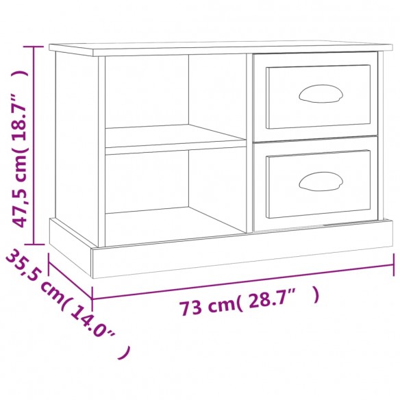 Meuble TV gris béton 73x35,5x47,5 cm bois d'ingénierie