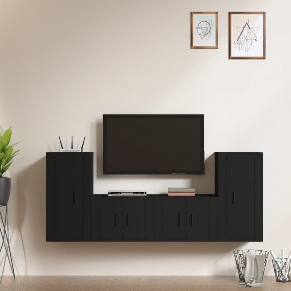 Ensemble de meubles TV 4 pcs Noir 