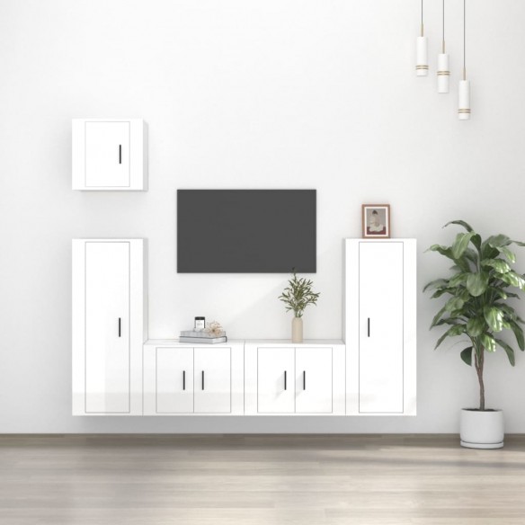 Ensemble de meubles TV 5 pcs Blanc brillant 