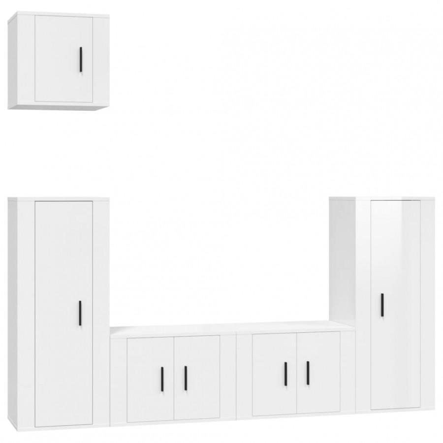 Ensemble de meubles TV 5 pcs Blanc brillant 