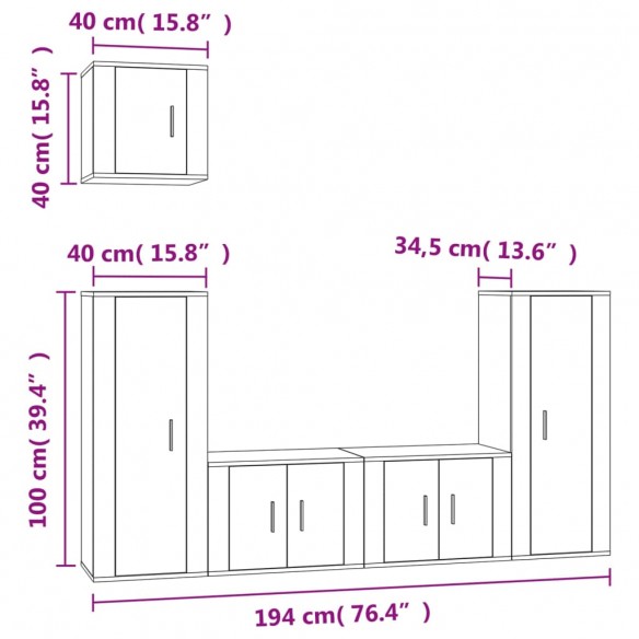 Ensemble de meubles TV 5 pcs Blanc brillant 