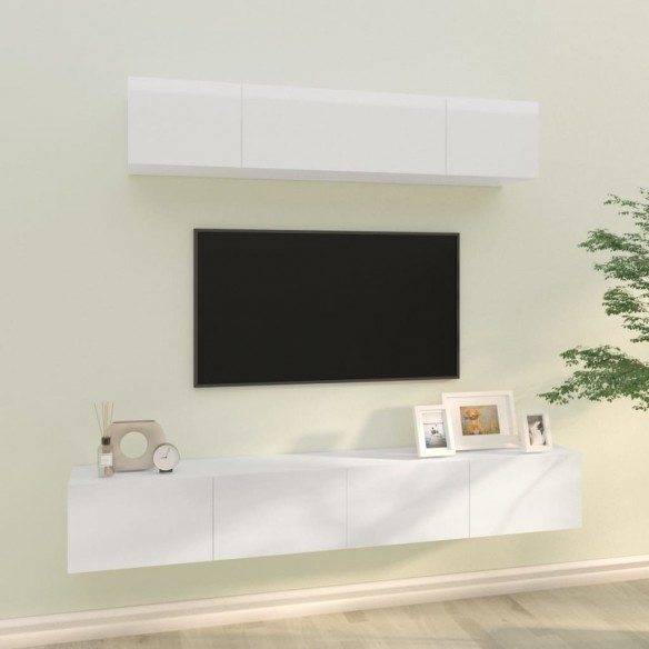 Ensemble de meubles TV 4 pcs Blanc brillant 