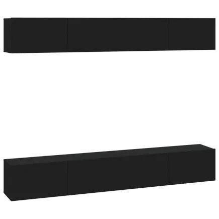 Meubles TV muraux 4 pcs Noir 100x30x30 cm 2
