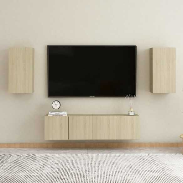Ensemble de meubles TV 4 pcs Chêne sonoma Aggloméré