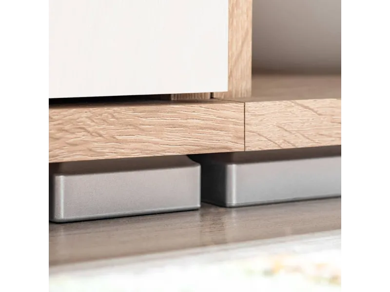 Ensemble Mural TV avec Lumière LED – Chêne Sonoma et Blanc – L260 cm – Salon & Séjour