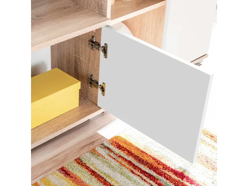 Ensemble Mural TV avec Lumière LED – Chêne Sonoma et Blanc – L260 cm – Salon & Séjour