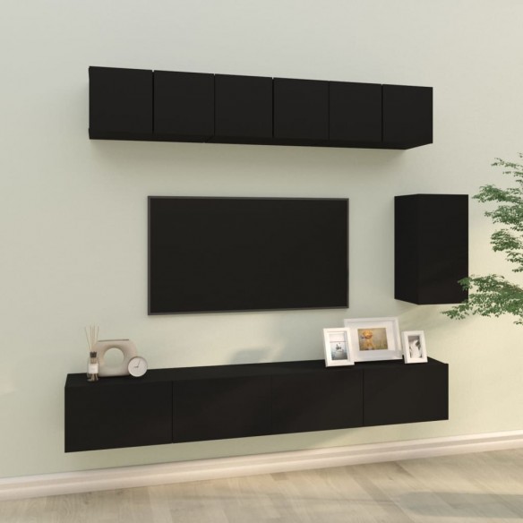 Ensemble de meubles TV 6 pcs Noir 