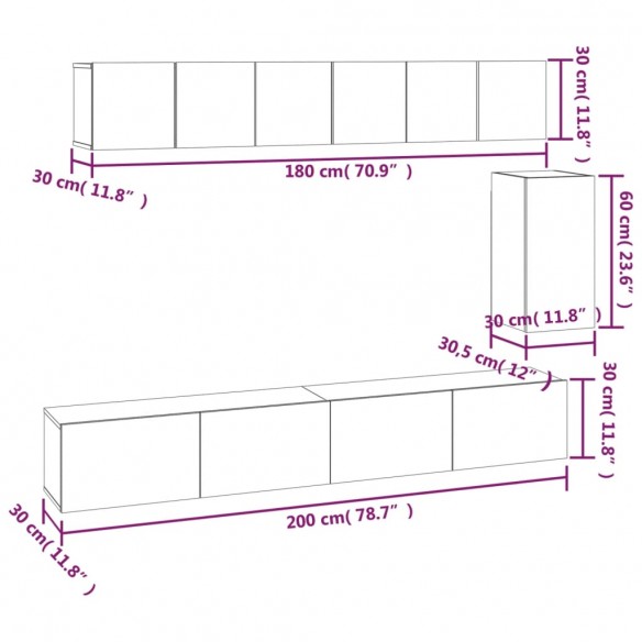 Ensemble de meubles TV 6 pcs Noir 