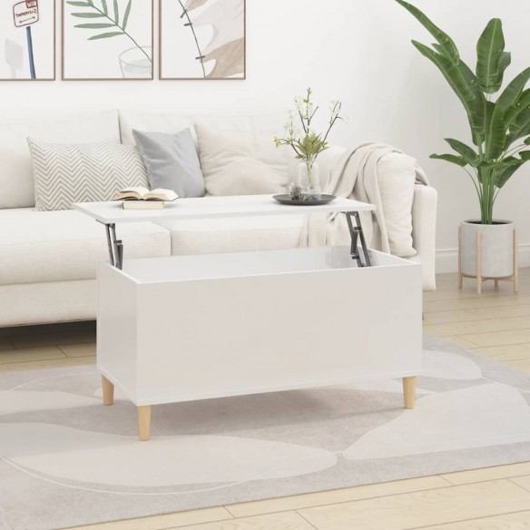 Table basse Blanc brillant 90x44,5x45 cm 
