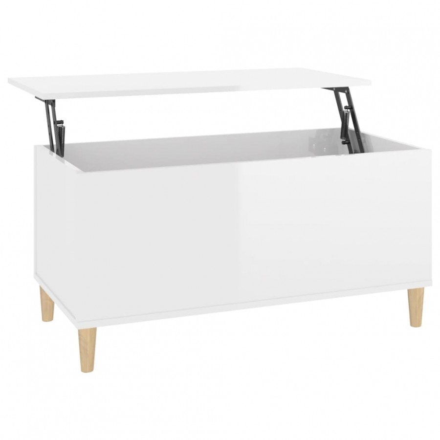 Table basse Blanc brillant 90x44,5x45 cm 