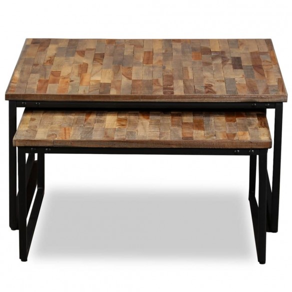 Table basse gigogne 2 pcs Teck massif de récupération Table basse gigogne 2 pcs Teck massif de récupération