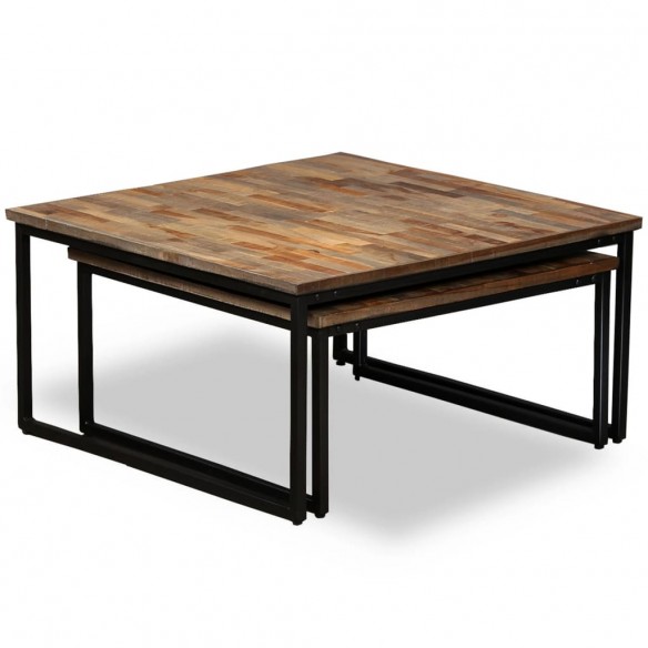 Table basse gigogne 2 pcs Teck massif de récupération Table basse gigogne 2 pcs Teck massif de récupération