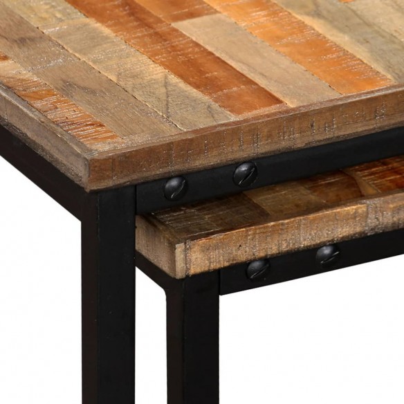 Table basse gigogne 2 pcs Teck massif de récupération Table basse gigogne 2 pcs Teck massif de récupération