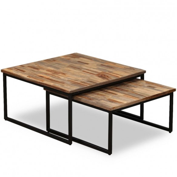 Table basse gigogne 2 pcs Teck massif de récupération Table basse gigogne 2 pcs Teck massif de récupération