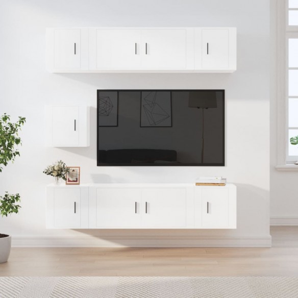 Ensemble de meubles TV 7 pcs Blanc brillant 
