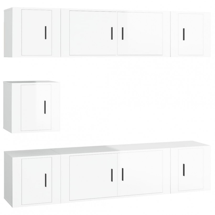 Ensemble de meubles TV 7 pcs Blanc brillant 