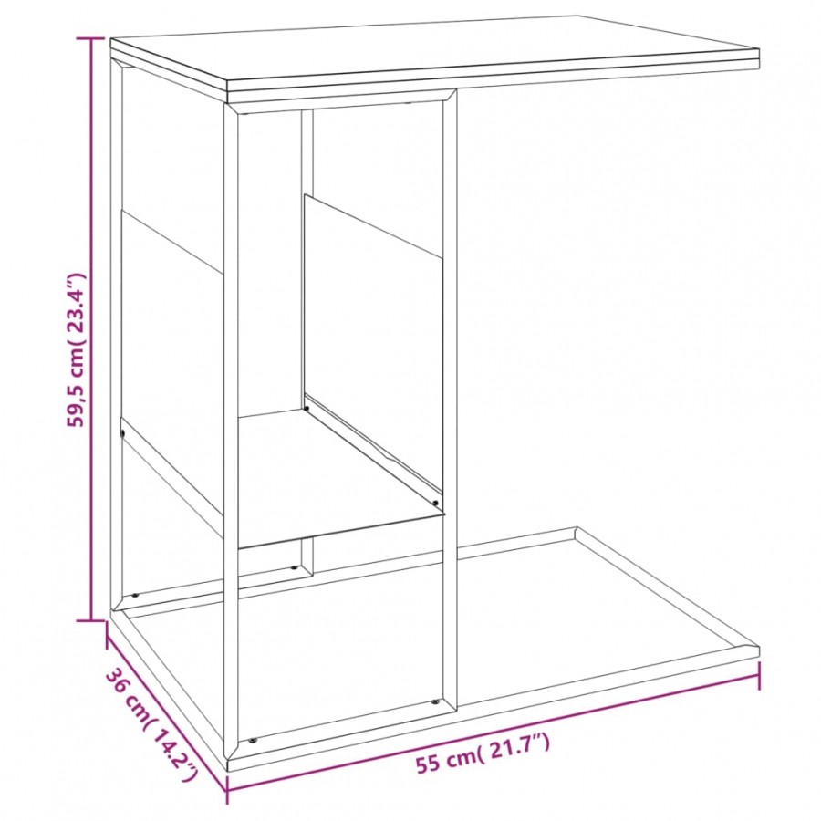 Table d'appoint Noir 55x36x59,5 cm