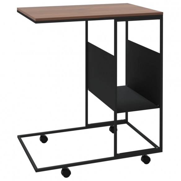 Table d'appoint avec roues Noir 55x36x63,5 cm  Table d'appoint avec roues Noir 55x36x63,5 cm