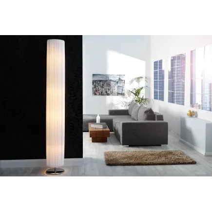 Lampadaire moderne 200 cm en tissu plissé blanc
