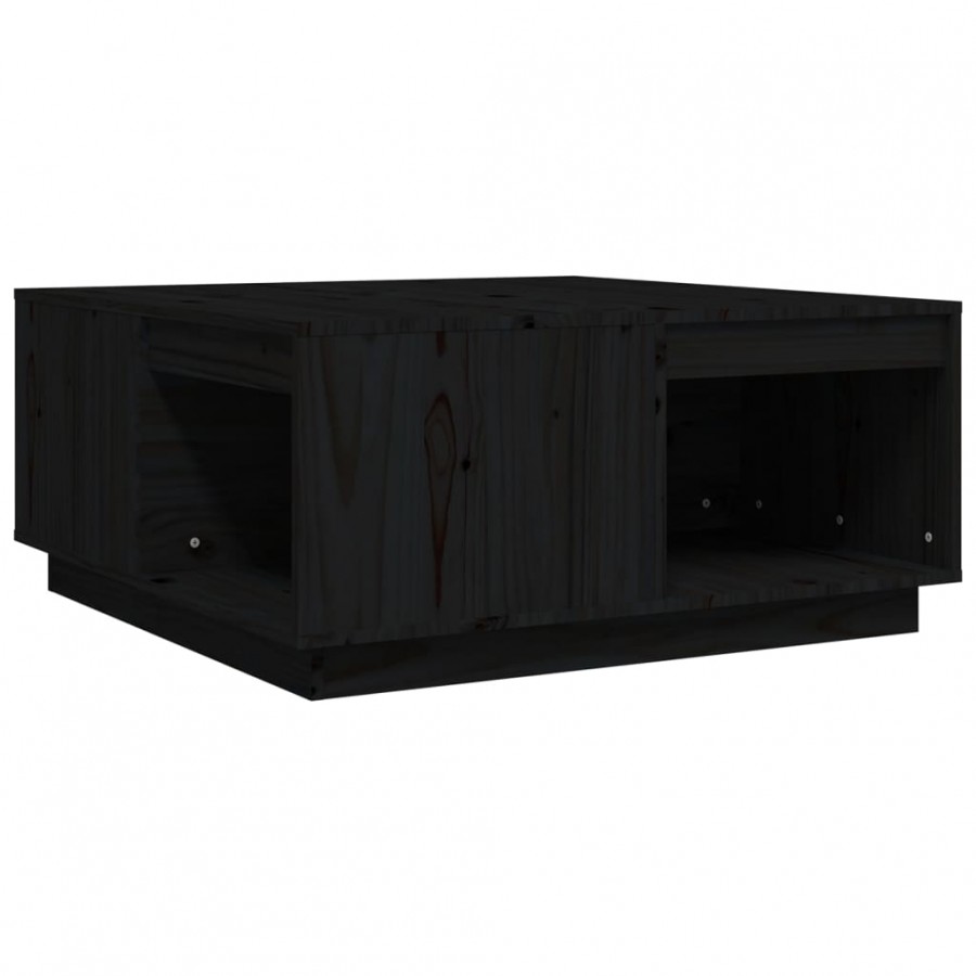 Table basse Noir 80x81x36,5 cm Bois massif de pin