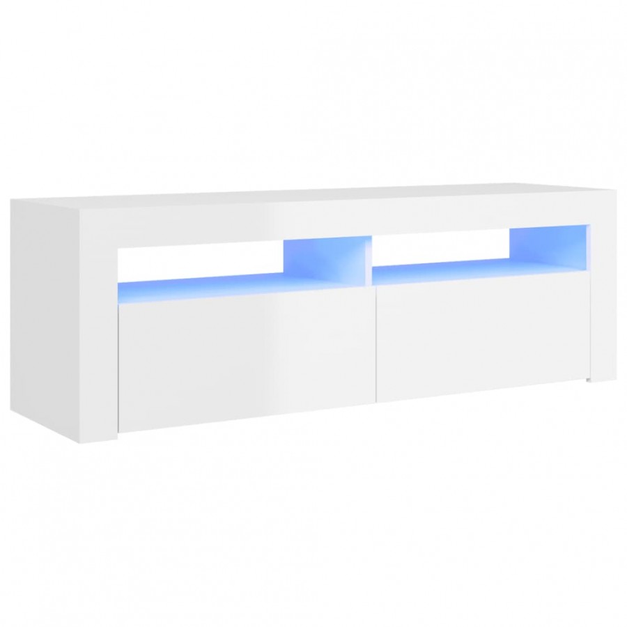Meuble TV avec lumières LED blanc brillant 120x35x40 cm