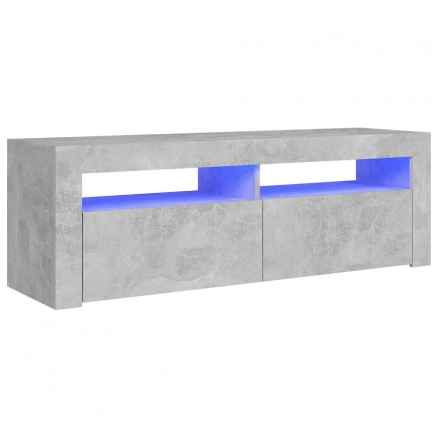 Meuble TV avec lumières LED gris béton 120x35x40 cm