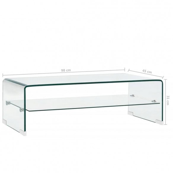 Table basse Clair 98 x 45 x 31 cm Verre trempé Table basse Clair 98 x 45 x 31 cm Verre trempé