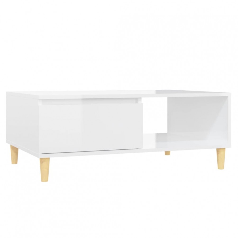 Table basse Blanc brillant 90x60x35 cm Aggloméré