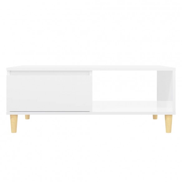 Table basse Blanc brillant 90x60x35 cm Aggloméré