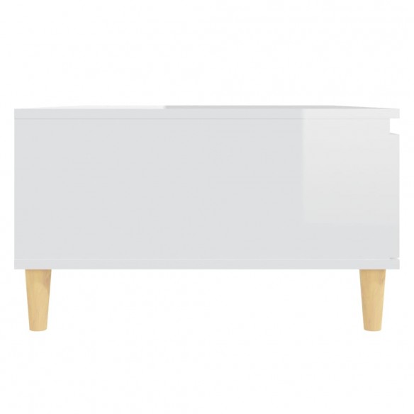 Table basse Blanc brillant 90x60x35 cm Aggloméré