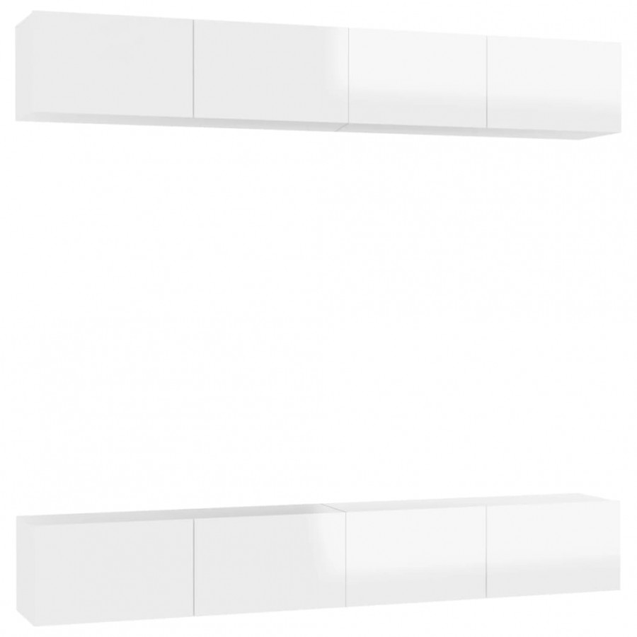 Meubles TV 4 pcs Blanc brillant 100x30x30 cm Aggloméré