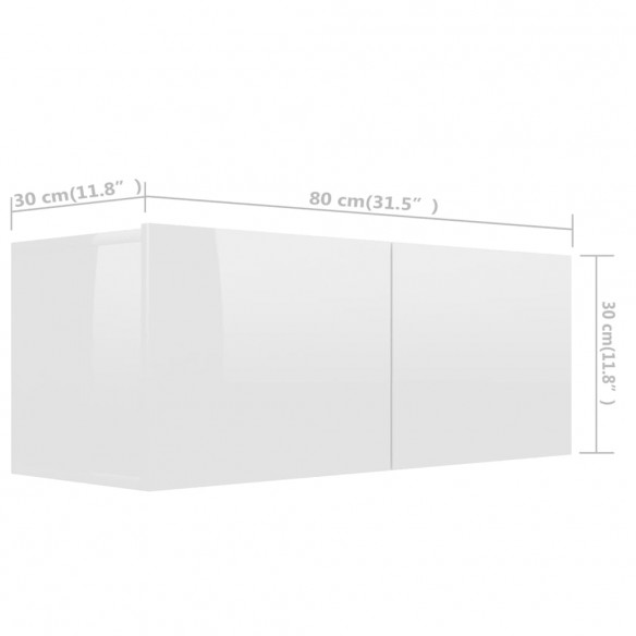 Ensemble de meuble TV 4 pcs Blanc brillant Aggloméré