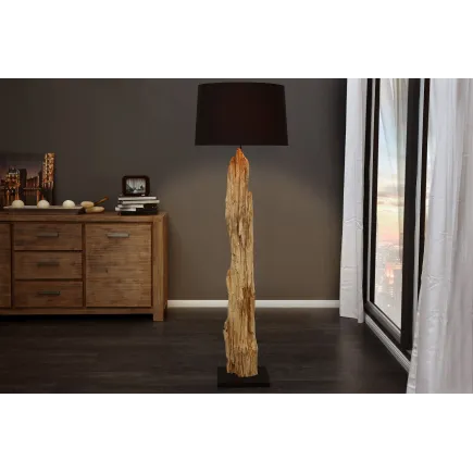 Lampadaire design en bois flotté coloris noir