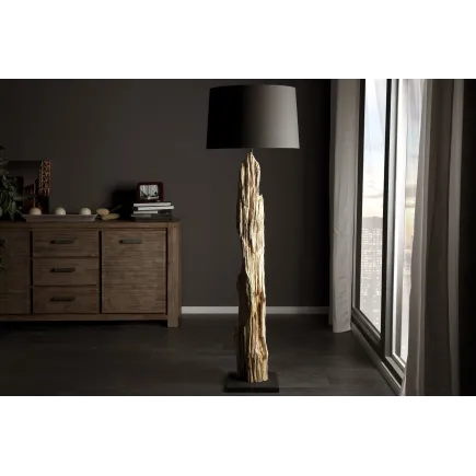 Lampadaire design en bois flotté coloris noir 2