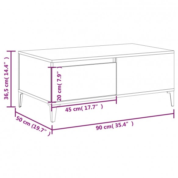 Table basse Blanc 90x50x36,5 cm 