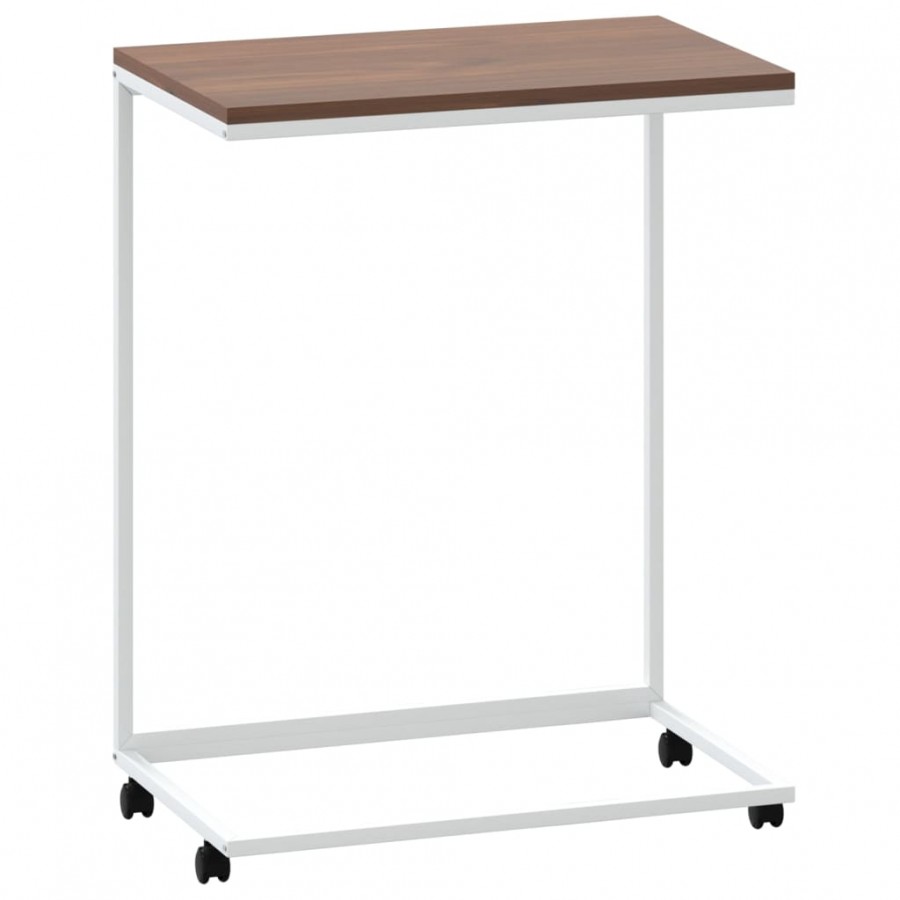 Table d'appoint avec roues Blanc 55x35x70 cm