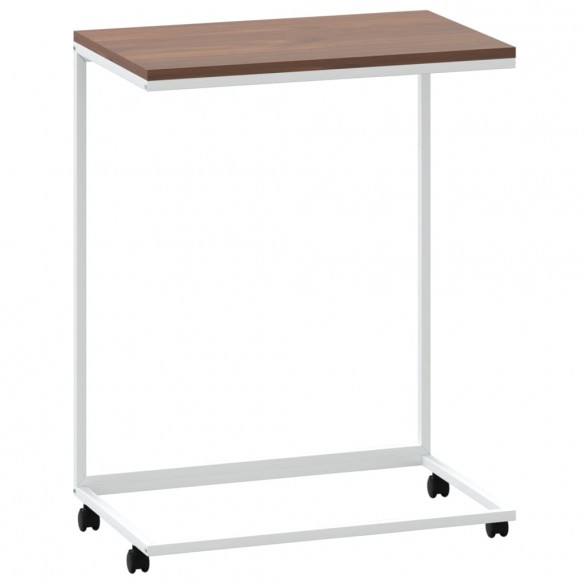 Table d'appoint avec roues Blanc 55x35x70 cm  Table d'appoint avec roues Blanc 55x35x70 cm