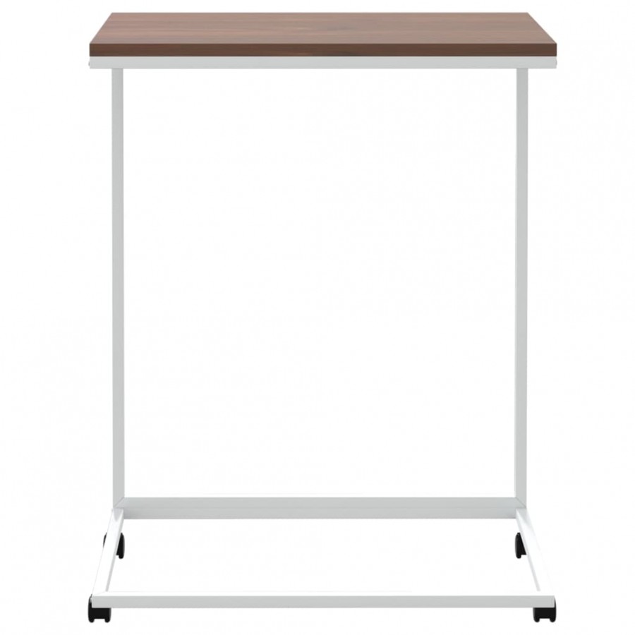 Table d'appoint avec roues Blanc 55x35x70 cm
