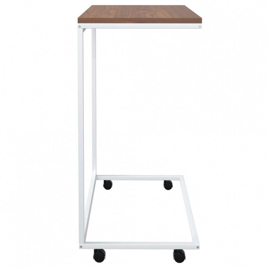 Table d'appoint avec roues Blanc 55x35x70 cm