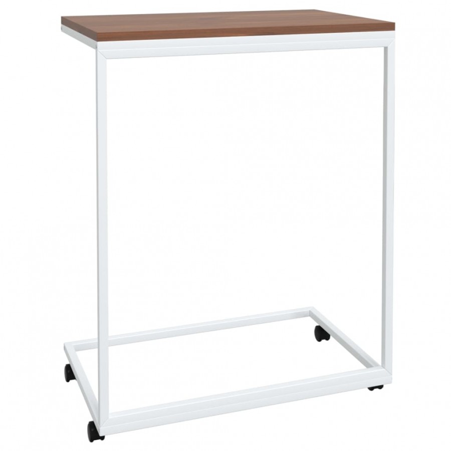Table d'appoint avec roues Blanc 55x35x70 cm