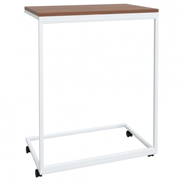 Table d'appoint avec roues Blanc 55x35x70 cm  Table d'appoint avec roues Blanc 55x35x70 cm