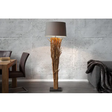 Lampadaire 175 cm en bois flotté coloris marron