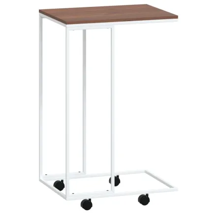 Table d'appoint avec roues Blanc 40x30x63,5cm  2