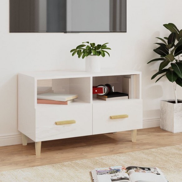 Meuble TV Blanc brillant 80x36x50 cm 