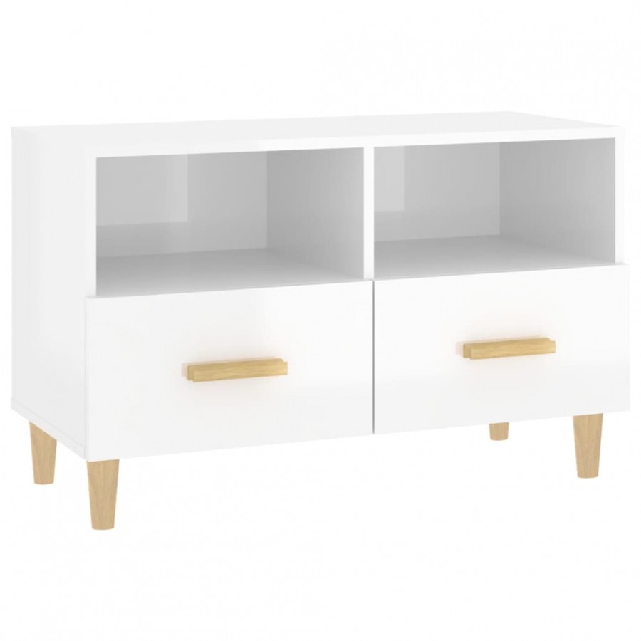Meuble TV Blanc brillant 80x36x50 cm 