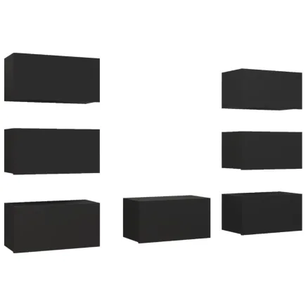 Meubles TV 7 pcs Noir 30,5x30x60 cm Aggloméré 2